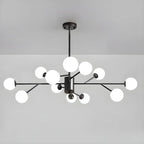 Lustre Sputnik en verre blanc à globe, style moderne du milieu du siècle