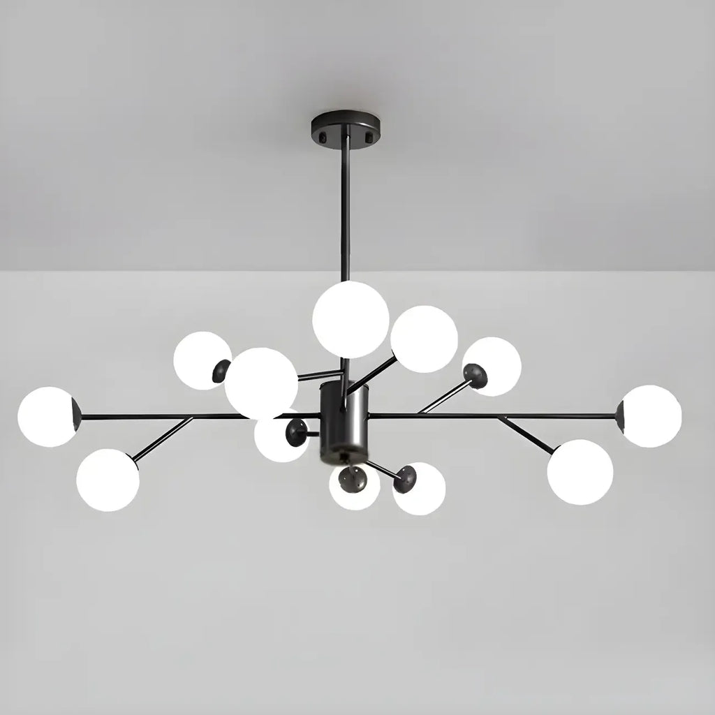 Lustre Sputnik en verre blanc à globe, style moderne du milieu du siècle