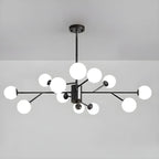 Lustre Sputnik en verre blanc à globe, style moderne du milieu du siècle