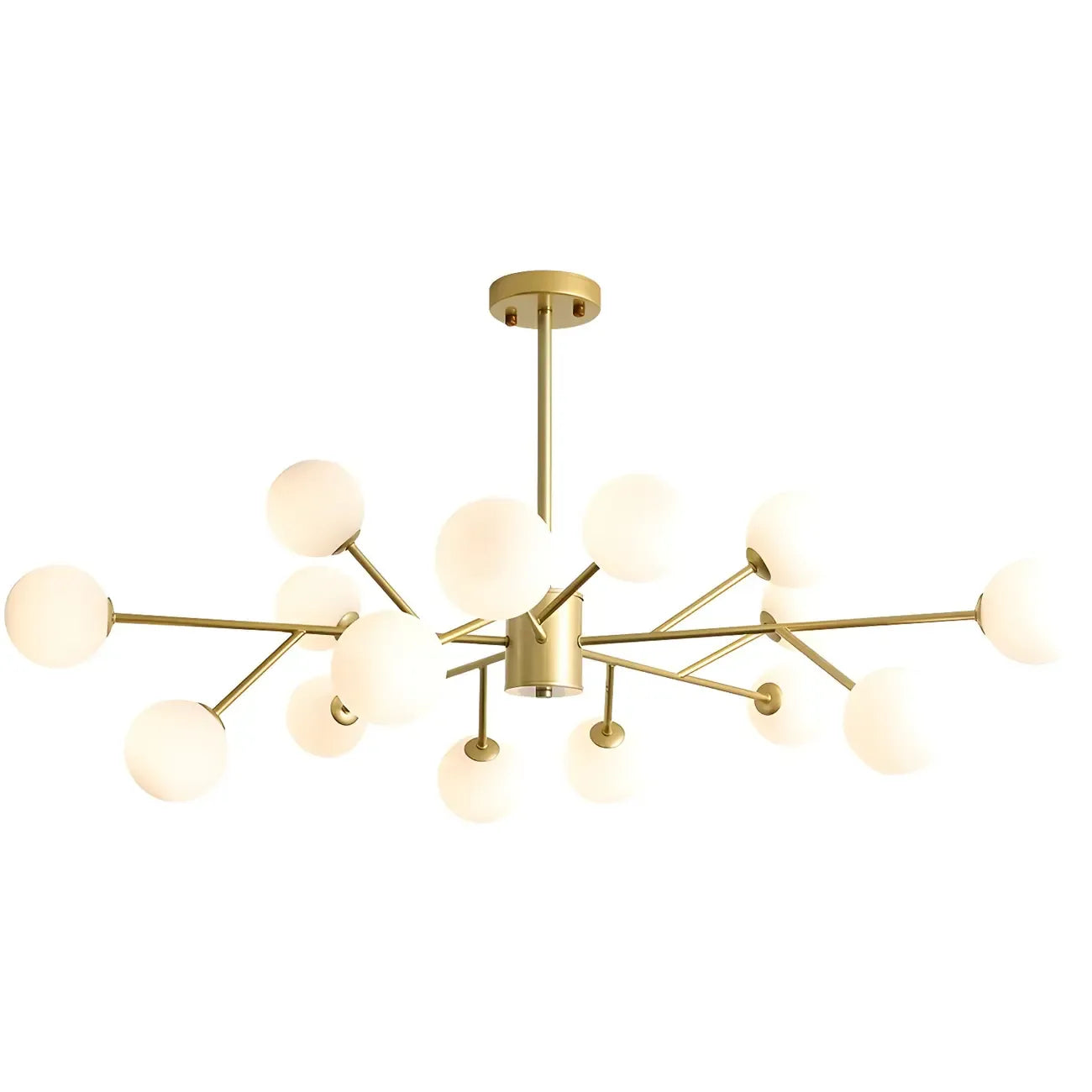 Lustre Sputnik en verre blanc à globe, style moderne du milieu du siècle