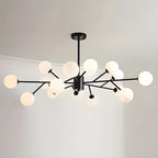 Lustre Sputnik en verre blanc à globe, style moderne du milieu du siècle