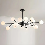 Lustre Sputnik en verre blanc à globe, style moderne du milieu du siècle