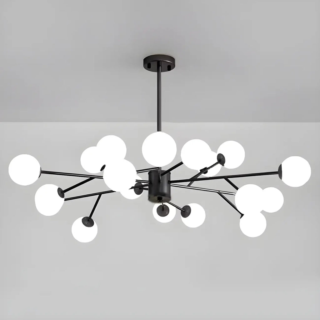 Lustre Sputnik en verre blanc à globe, style moderne du milieu du siècle