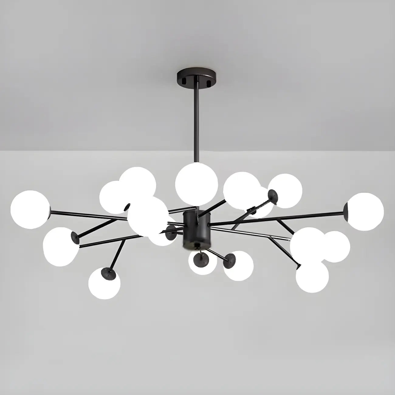 Lustre Sputnik en verre blanc à globe, style moderne du milieu du siècle