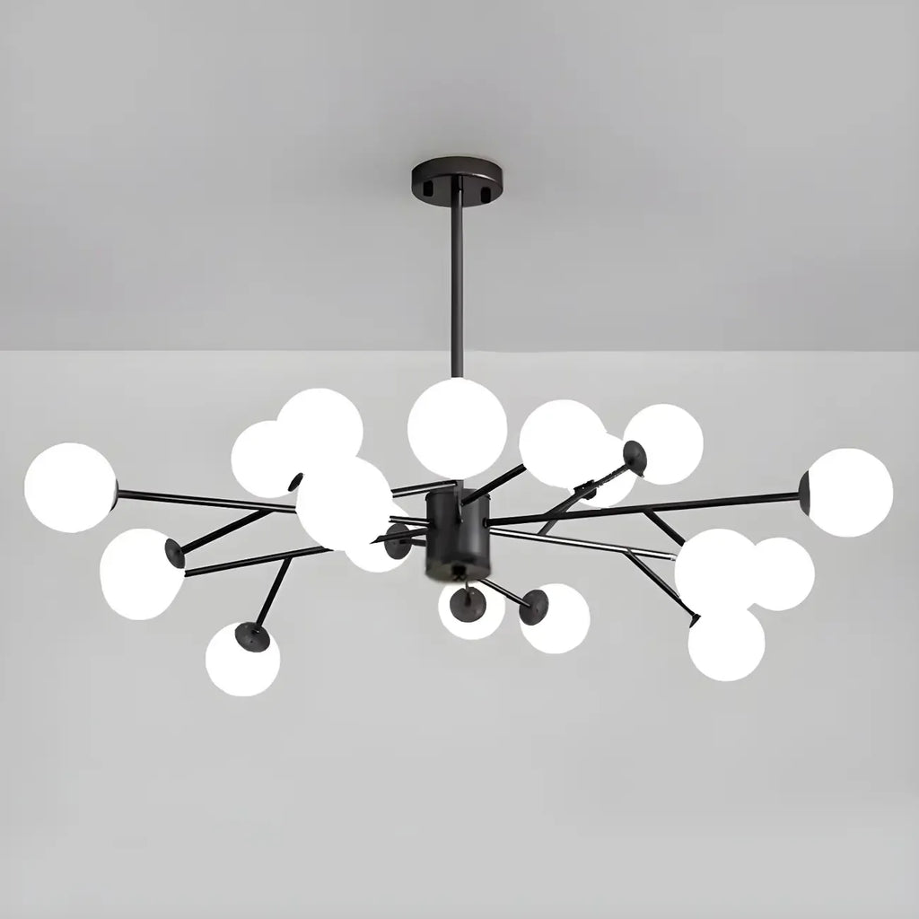 Lustre Sputnik en verre blanc à globe, style moderne du milieu du siècle