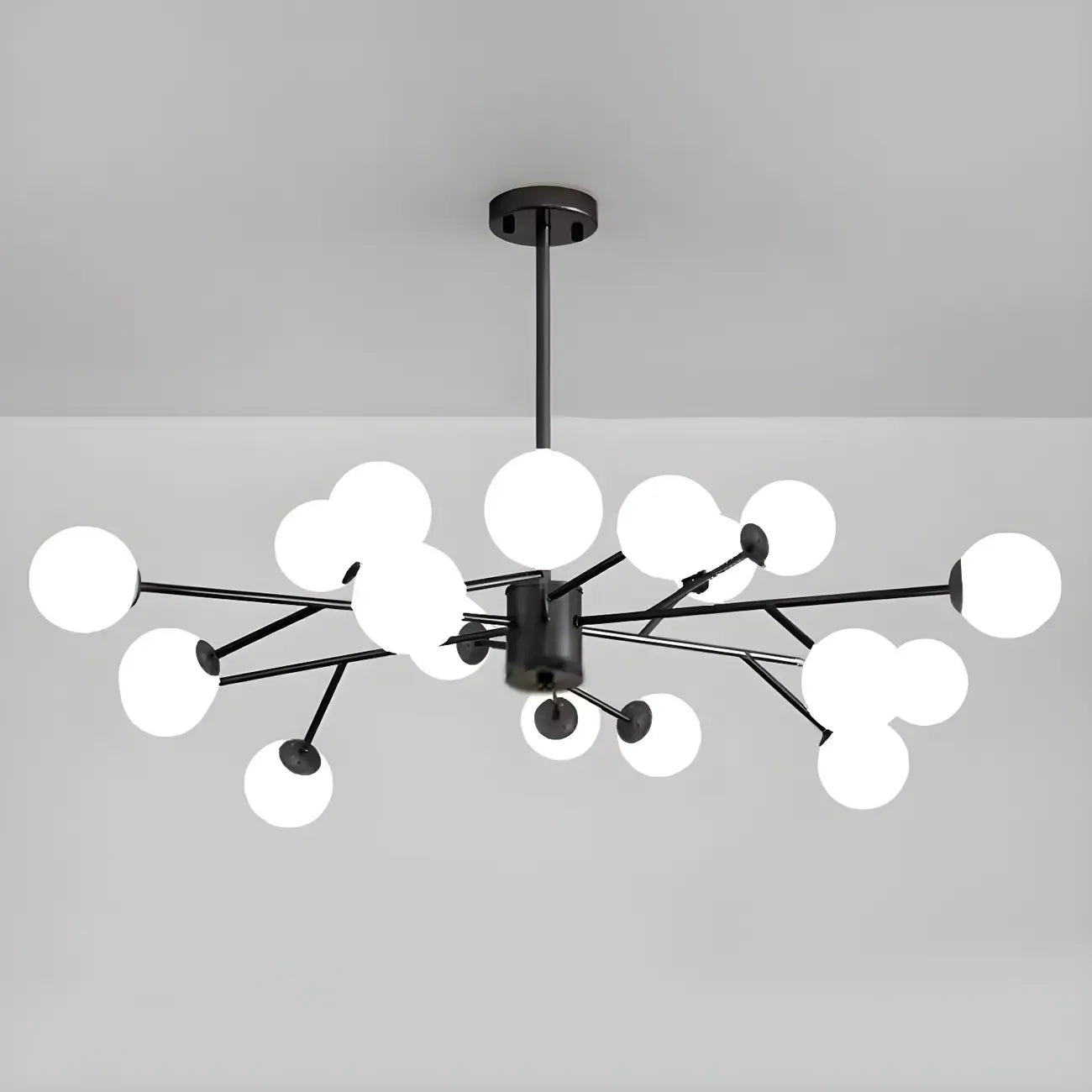 Lustre Sputnik en verre blanc à globe, style moderne du milieu du siècle