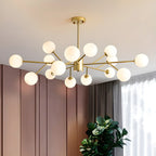 Lustre Sputnik en verre blanc à globe, style moderne du milieu du siècle