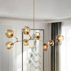 Grand lustre en verre Sputnik avec tiges de suspension pour usage intérieur