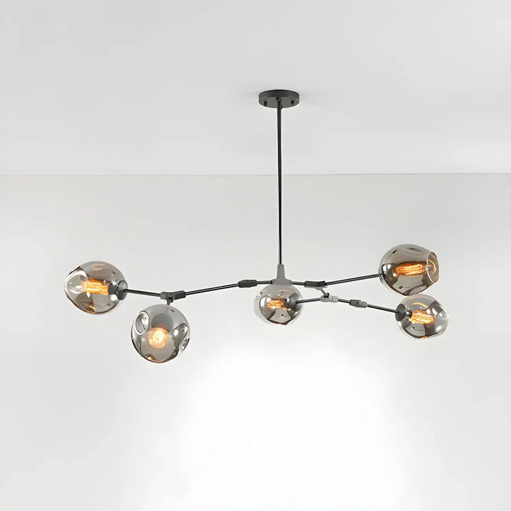 Grand lustre en verre Sputnik avec tiges de suspension pour usage intérieur