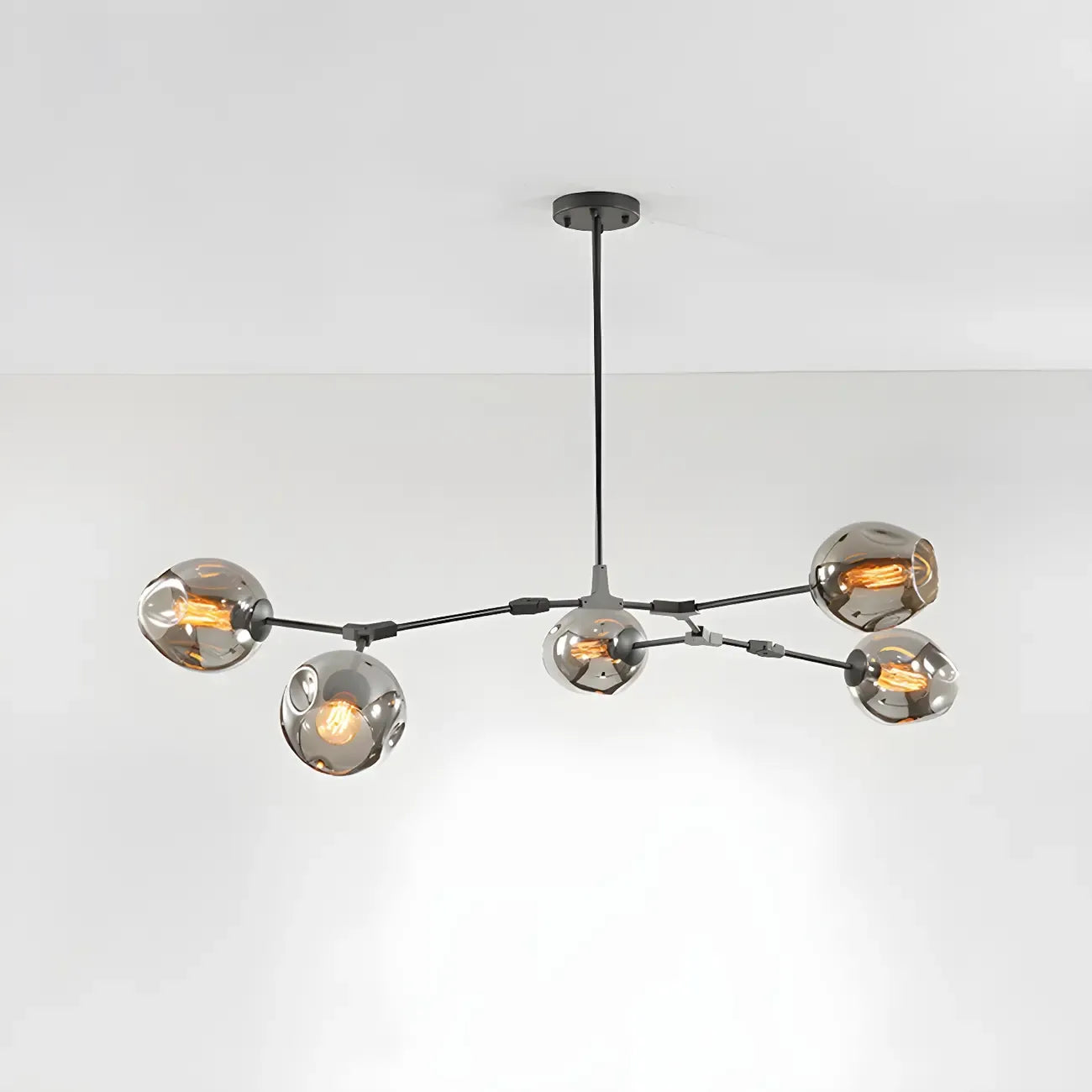 Grand lustre en verre Sputnik avec tiges de suspension pour usage intérieur