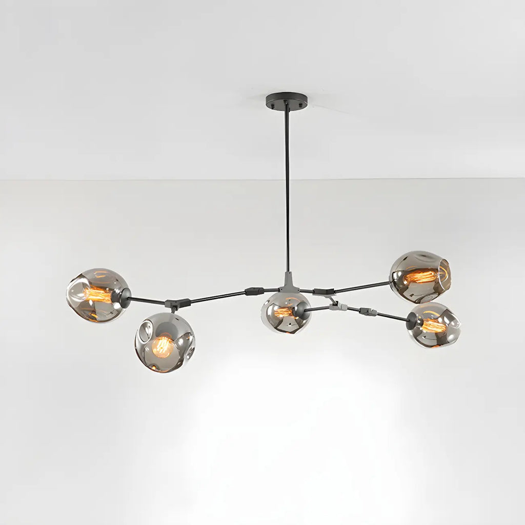 Grand lustre en verre Sputnik avec tiges de suspension pour usage intérieur
