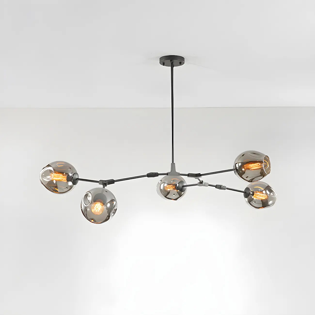 Grand lustre en verre Sputnik avec tiges de suspension pour usage intérieur