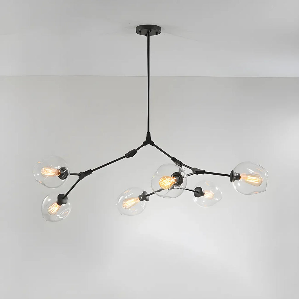 Grand lustre en verre Sputnik avec tiges de suspension pour usage intérieur