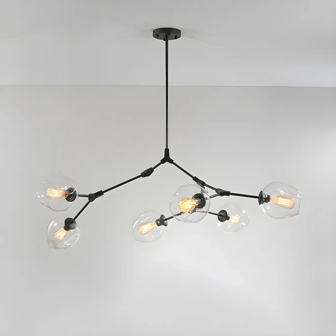 Grand lustre en verre Sputnik avec tiges de suspension pour usage intérieur