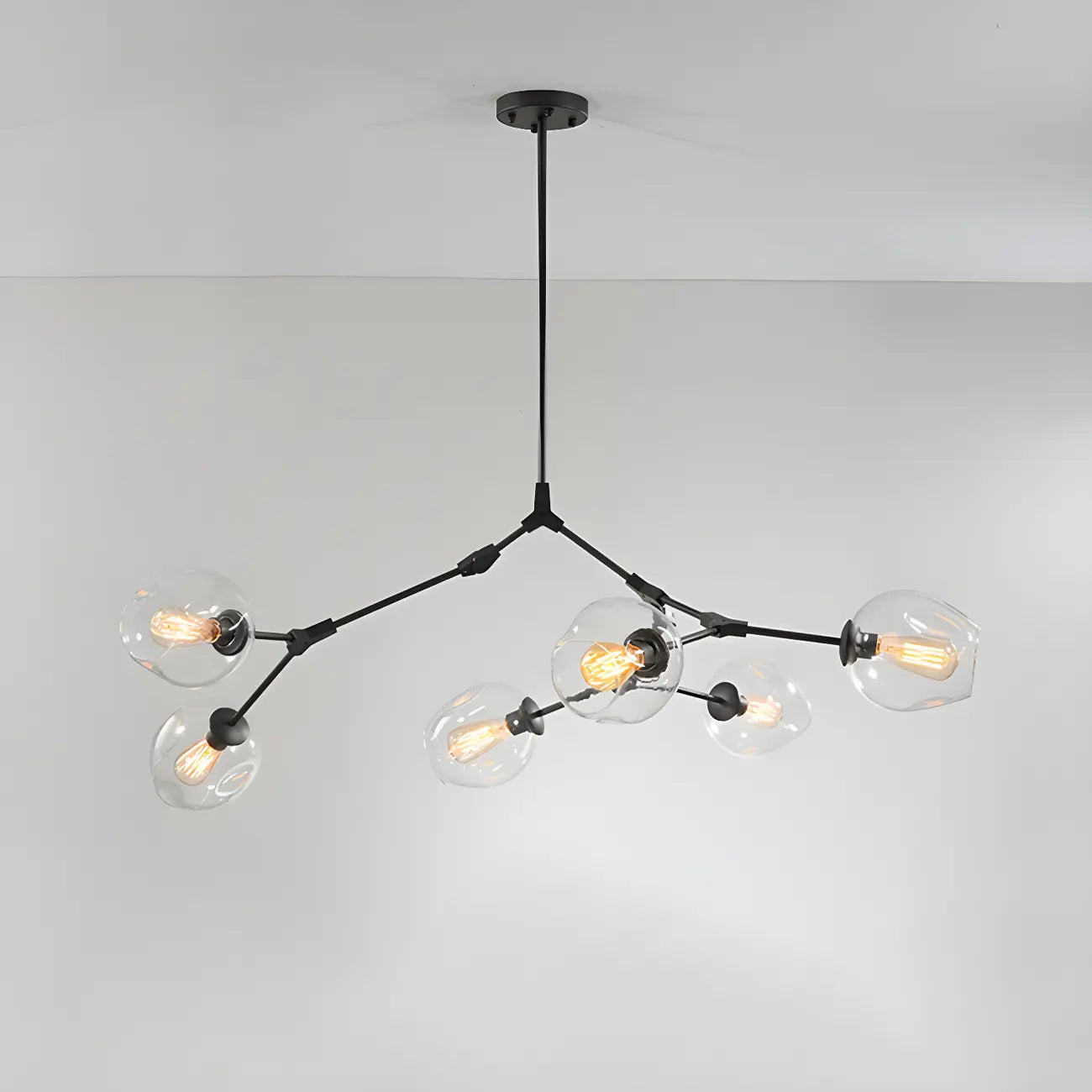 Grand lustre en verre Sputnik avec tiges de suspension pour usage intérieur