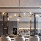 Grand lustre en verre Sputnik avec tiges de suspension pour usage intérieur