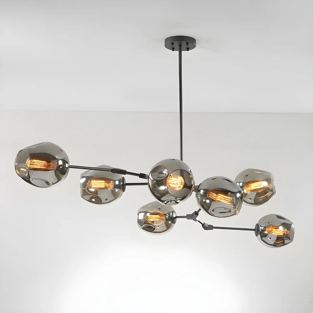 Grand lustre en verre Sputnik avec tiges de suspension pour usage intérieur