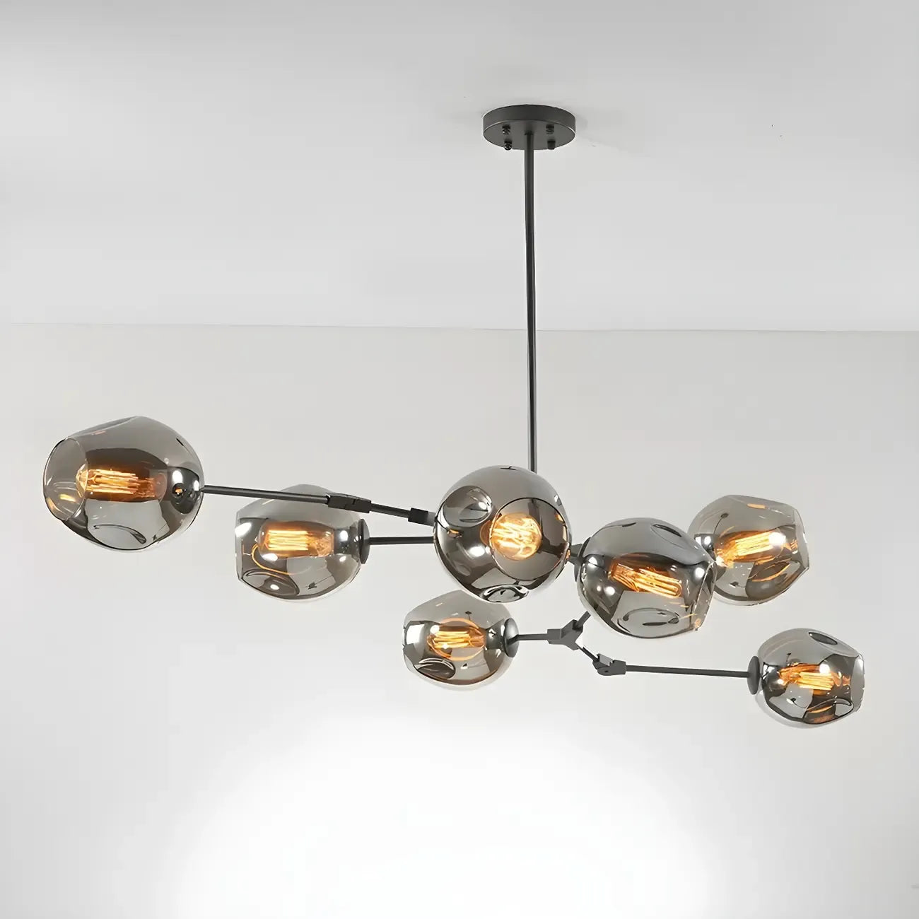 Grand lustre en verre Sputnik avec tiges de suspension pour usage intérieur