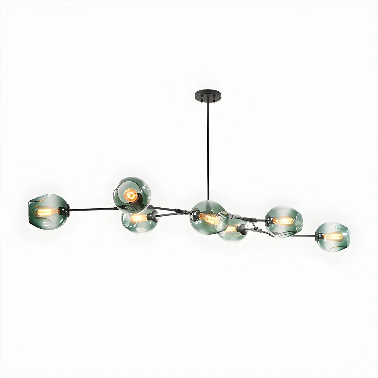 Grand lustre en verre Sputnik avec tiges de suspension pour usage intérieur