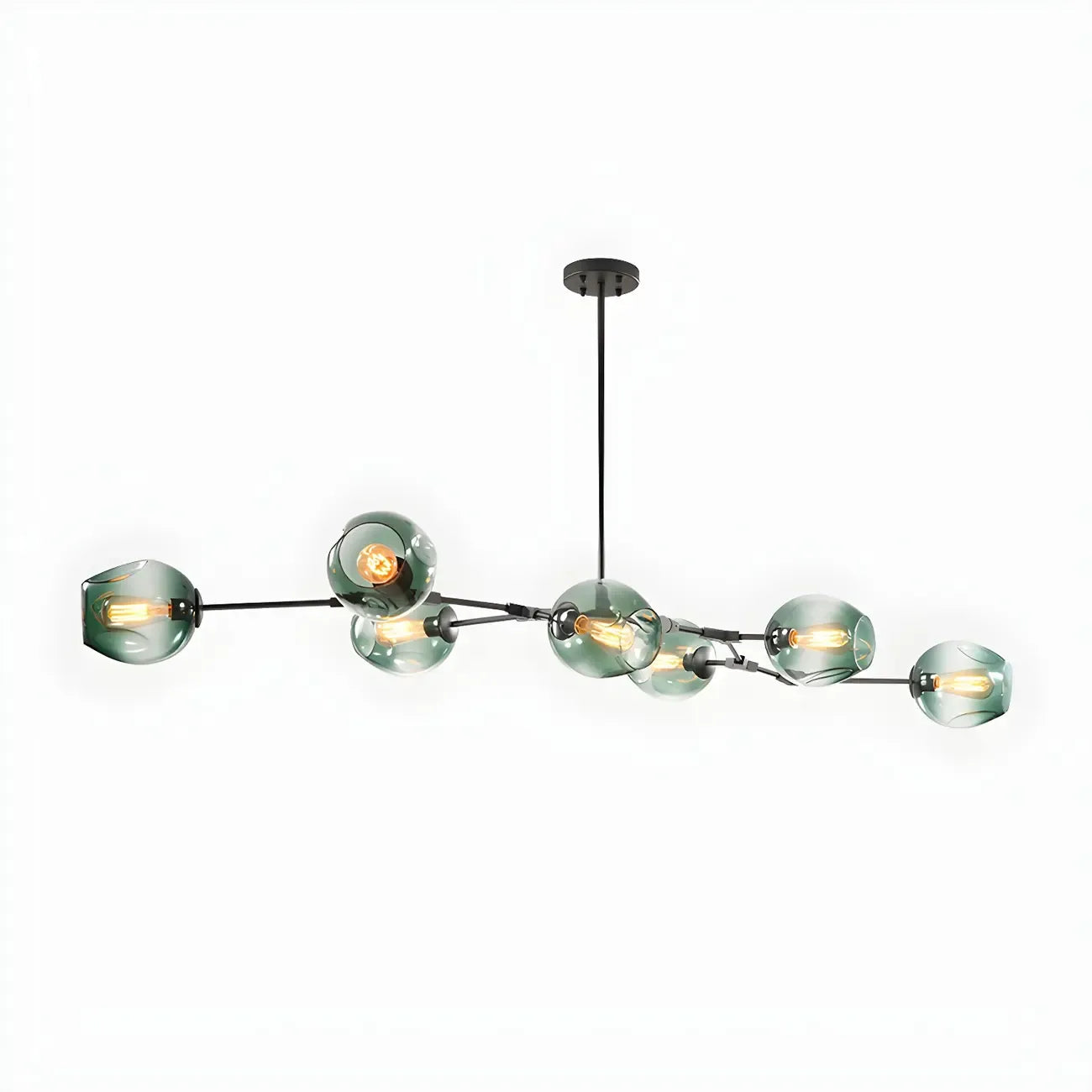 Grand lustre en verre Sputnik avec tiges de suspension pour usage intérieur