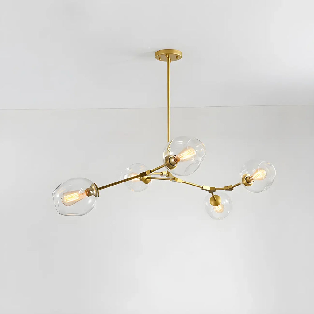 Grand lustre en verre Sputnik avec tiges de suspension pour usage intérieur