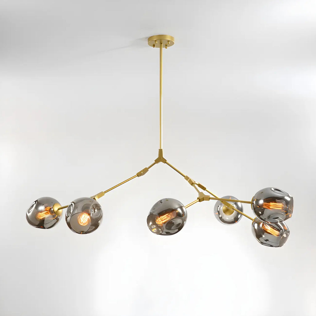 Grand lustre en verre Sputnik avec tiges de suspension pour usage intérieur