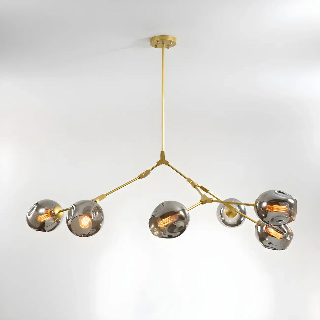 Grand lustre en verre Sputnik avec tiges de suspension pour usage intérieur
