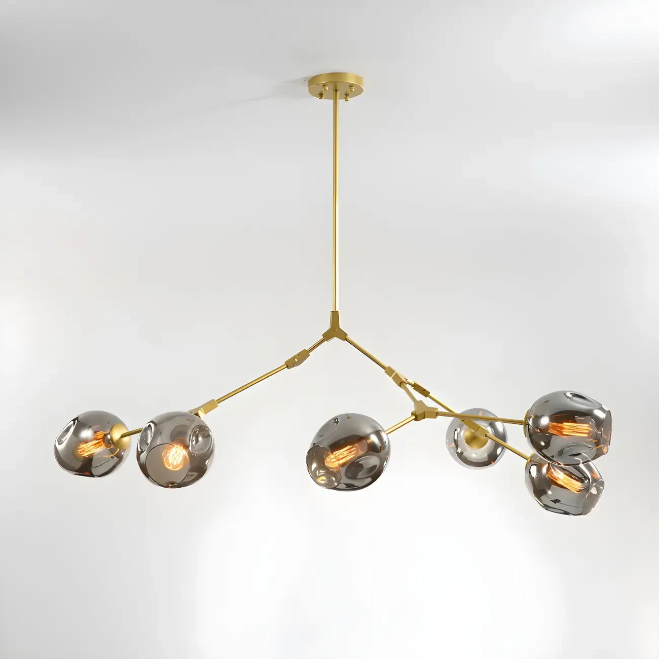 Grand lustre en verre Sputnik avec tiges de suspension pour usage intérieur