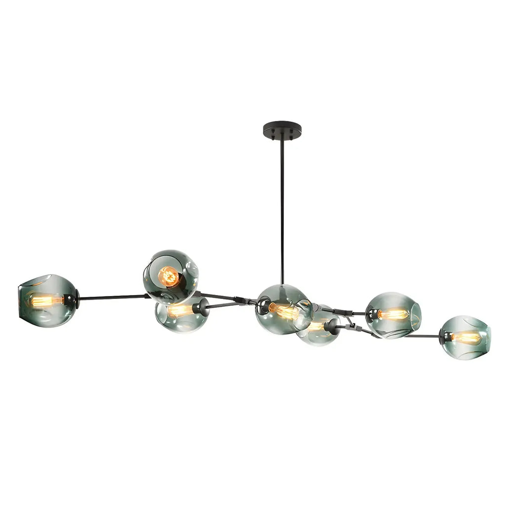 Grand lustre en verre Sputnik avec tiges de suspension pour usage intérieur