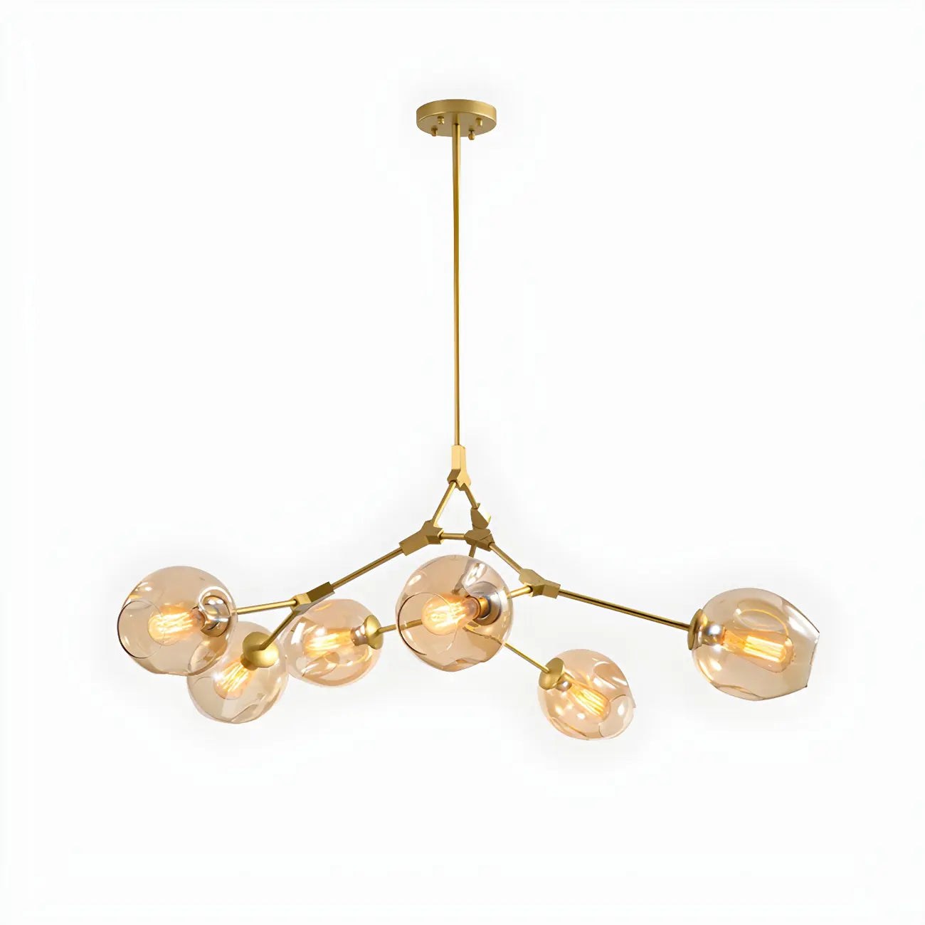 Grand lustre en verre Sputnik avec tiges de suspension pour usage intérieur