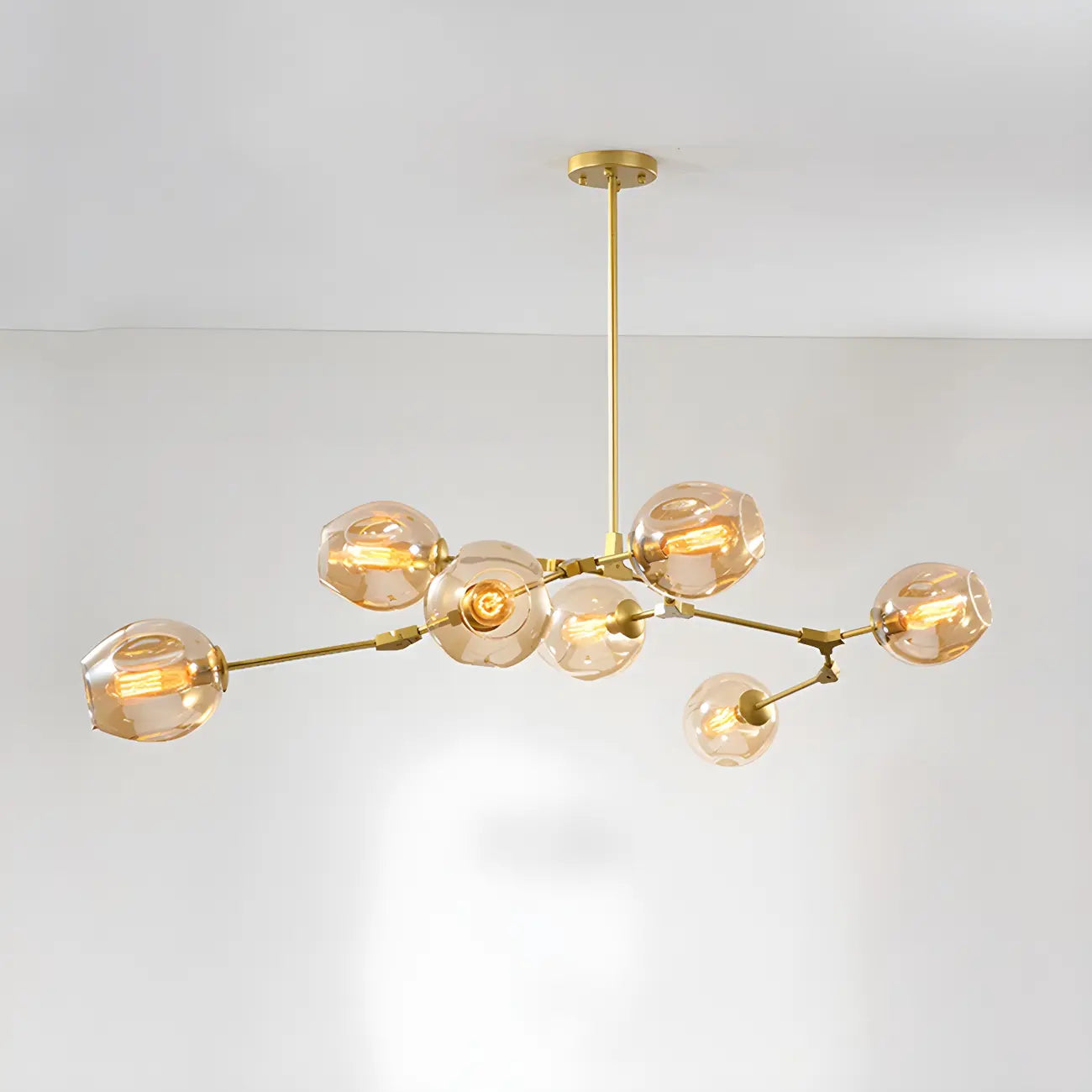 Grand lustre en verre Sputnik avec tiges de suspension pour usage intérieur