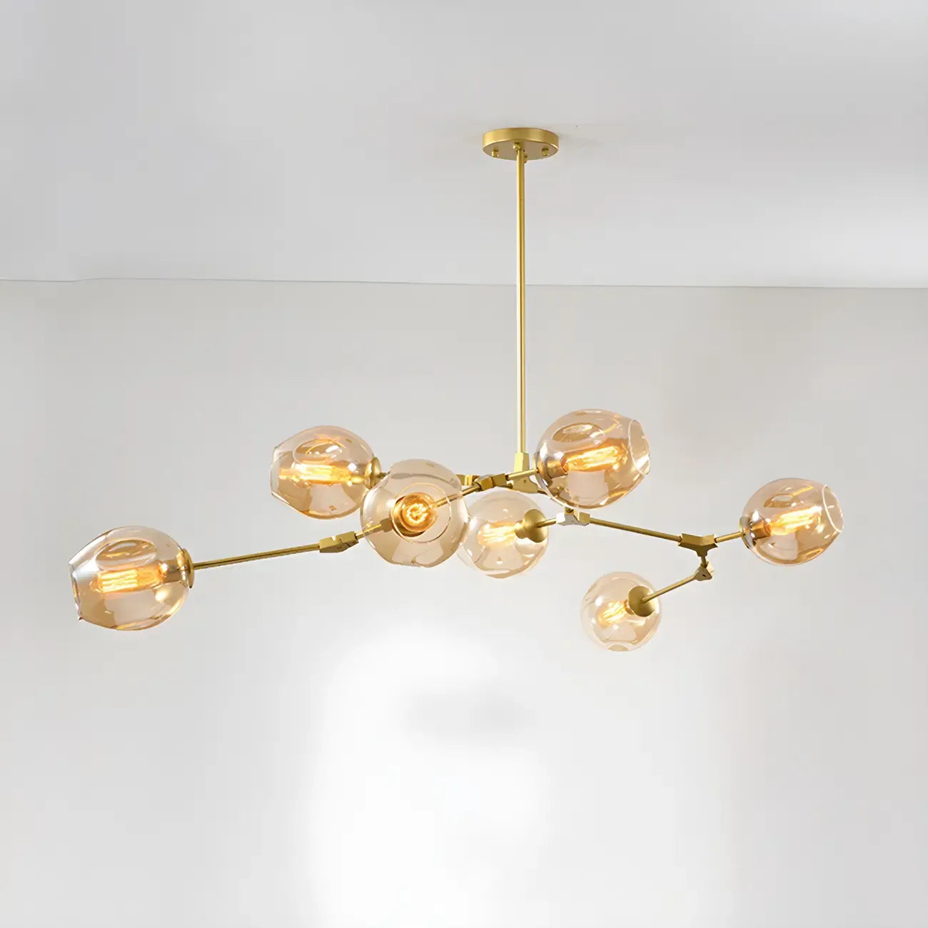 Grand lustre en verre Sputnik avec tiges de suspension pour usage intérieur