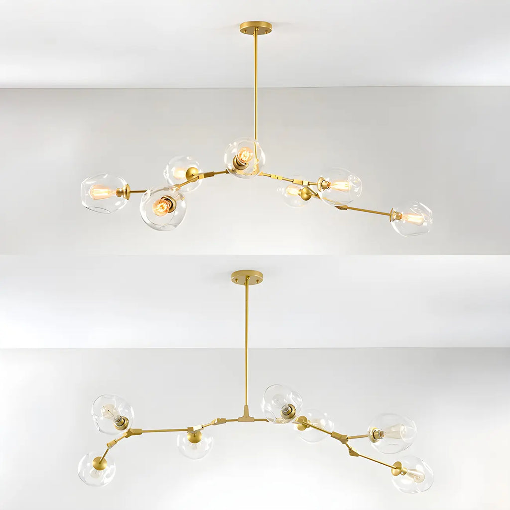 Grand lustre en verre Sputnik avec tiges de suspension pour usage intérieur