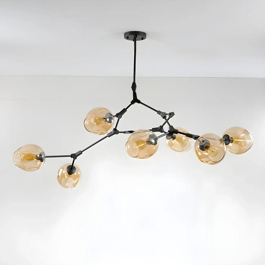 Grand lustre en verre Sputnik avec tiges de suspension pour usage intérieur