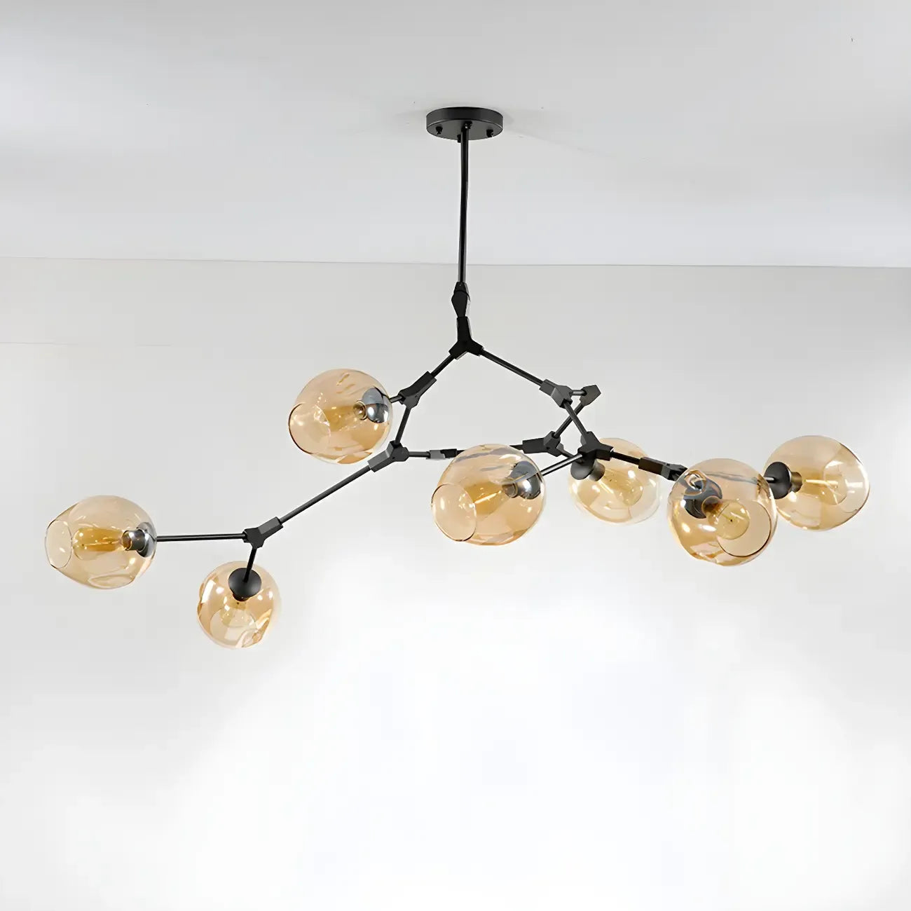 Grand lustre en verre Sputnik avec tiges de suspension pour usage intérieur