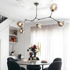 Grand lustre en verre Sputnik avec tiges de suspension pour usage intérieur