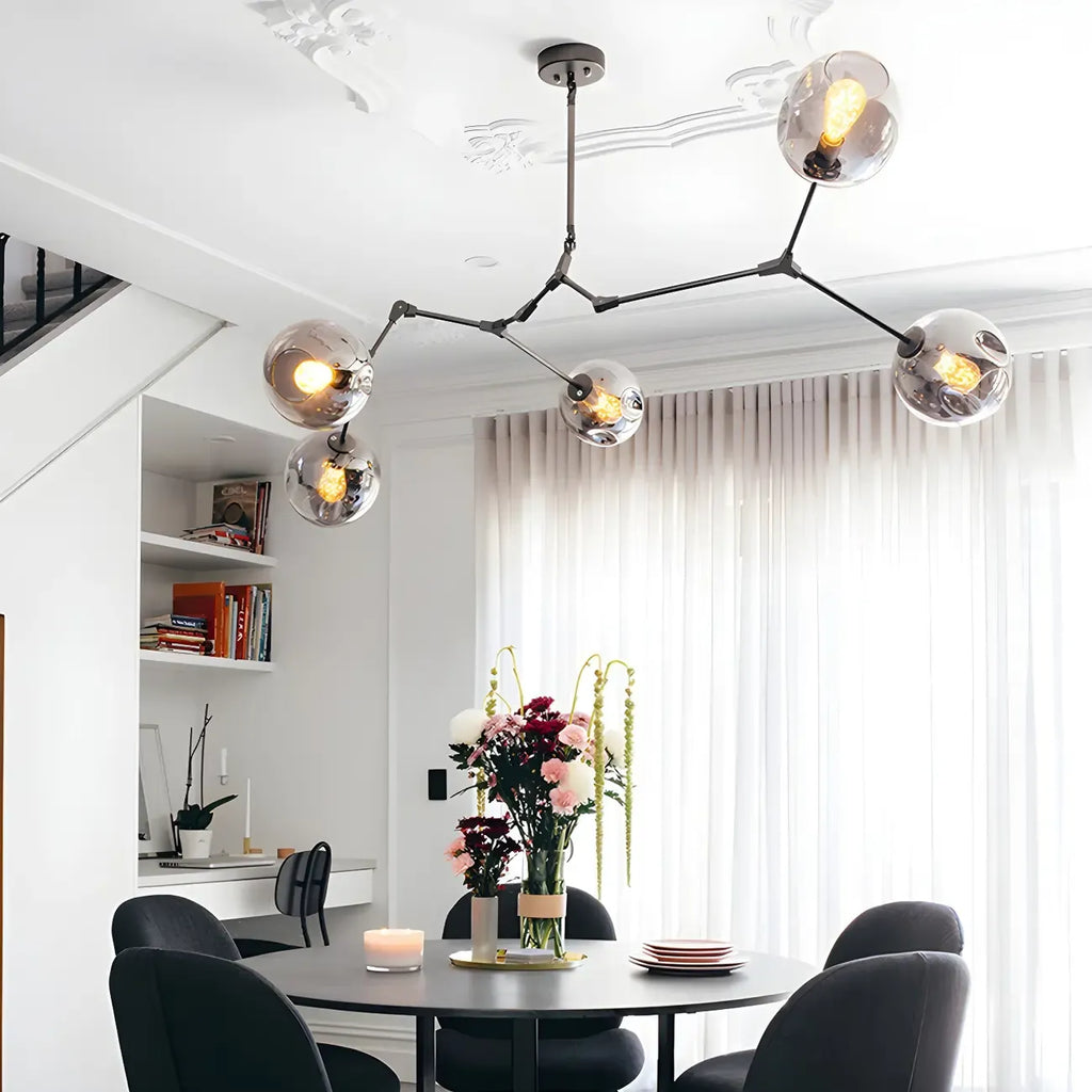 Grand lustre en verre Sputnik avec tiges de suspension pour usage intérieur
