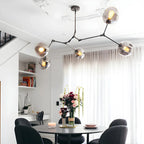 Grand lustre en verre Sputnik avec tiges de suspension pour usage intérieur