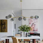 Grand lustre en verre Sputnik avec tiges de suspension pour usage intérieur