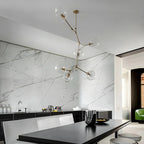 Grand lustre en verre Sputnik avec tiges de suspension pour usage intérieur