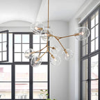 Grand lustre en verre Sputnik avec tiges de suspension pour usage intérieur
