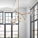 Grand lustre en verre Sputnik avec tiges de suspension pour usage intérieur