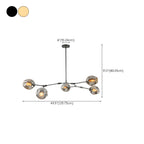 Grand lustre en verre Sputnik avec tiges de suspension pour usage intérieur