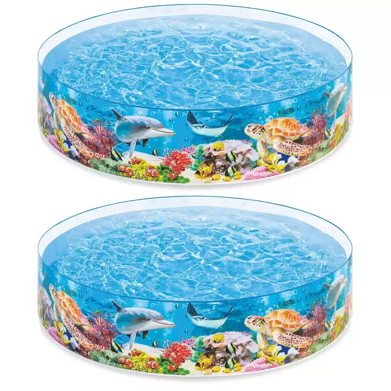 Intex SnapSet Kiddie 8 x 8 Foot Instant Swimming Pool, Deep Sea Blue (2 Pack)