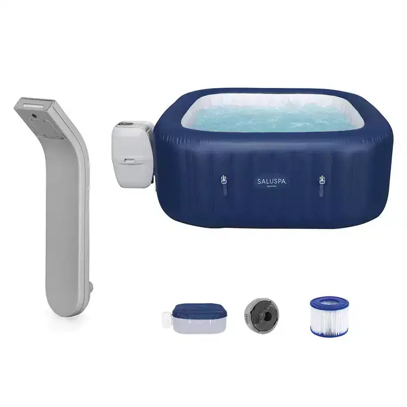 SaluSpa LED Spa Waterfall Accessory w/Bestway AirJet Inflatable Round Hot Tub