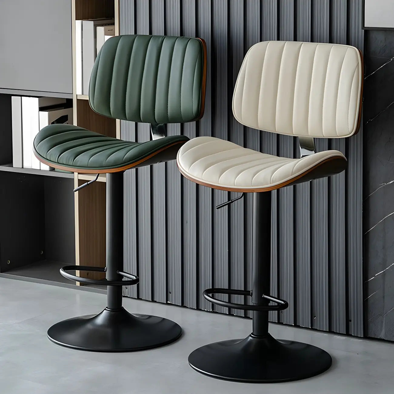 Tabourets de bar pivotants réglables modernes en similicuir