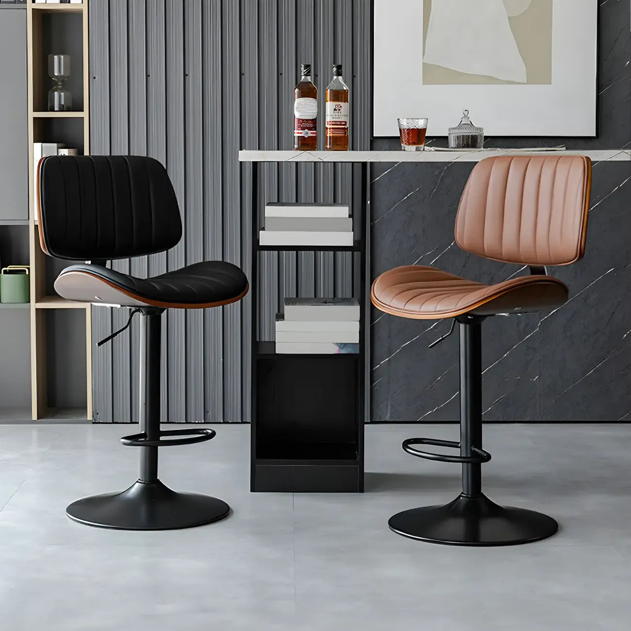 Tabourets de bar pivotants réglables modernes en similicuir