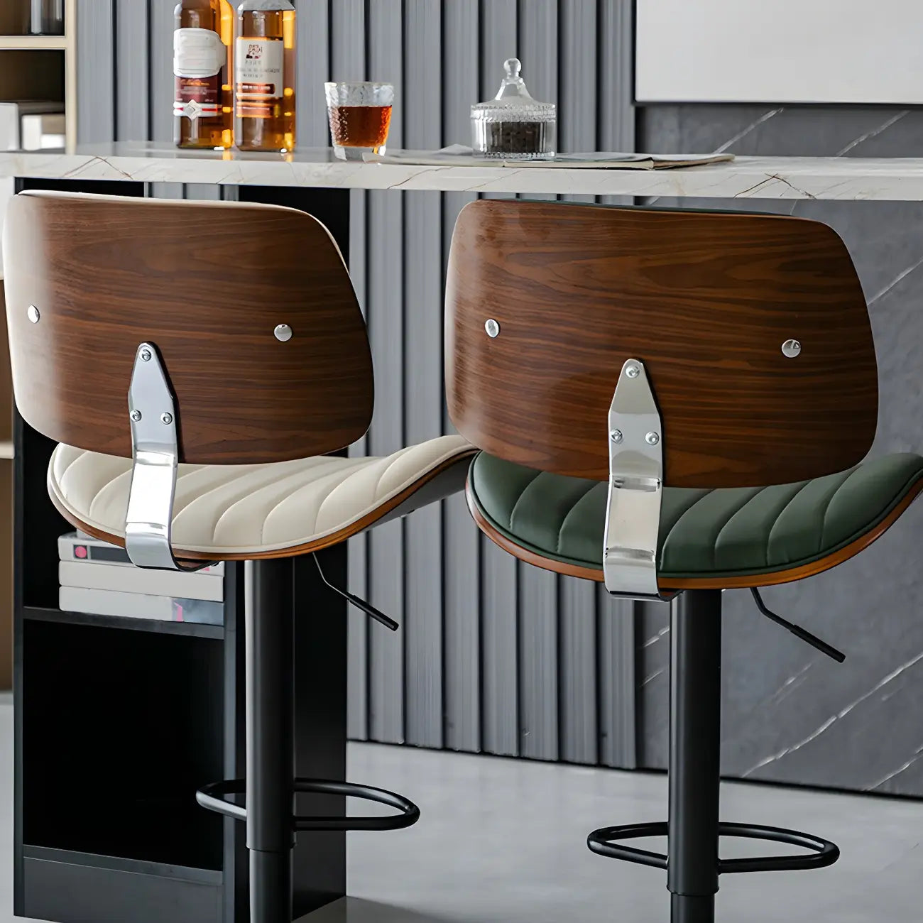 Tabourets de bar pivotants réglables modernes en similicuir