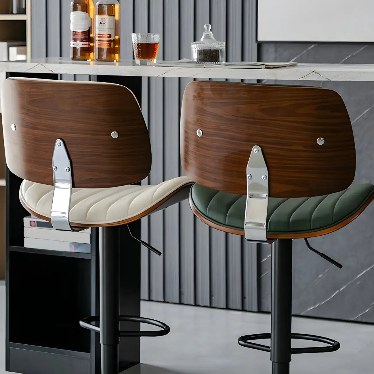 Tabourets de bar pivotants réglables modernes en similicuir