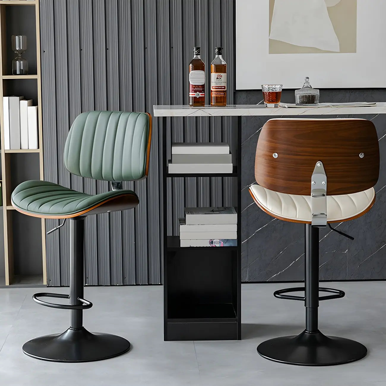 Tabourets de bar pivotants réglables modernes en similicuir